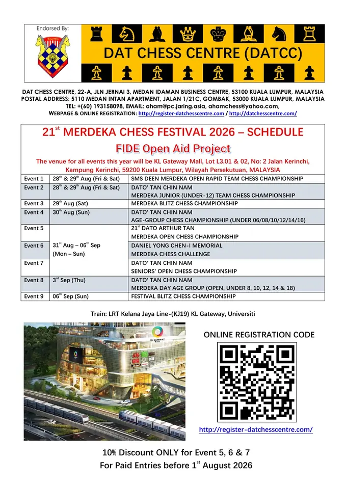 第21届马来西亚国际象棋节官方赛程手册首页