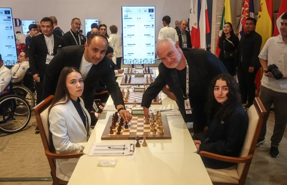 残障人士国际象棋奥赛第二轮现场。