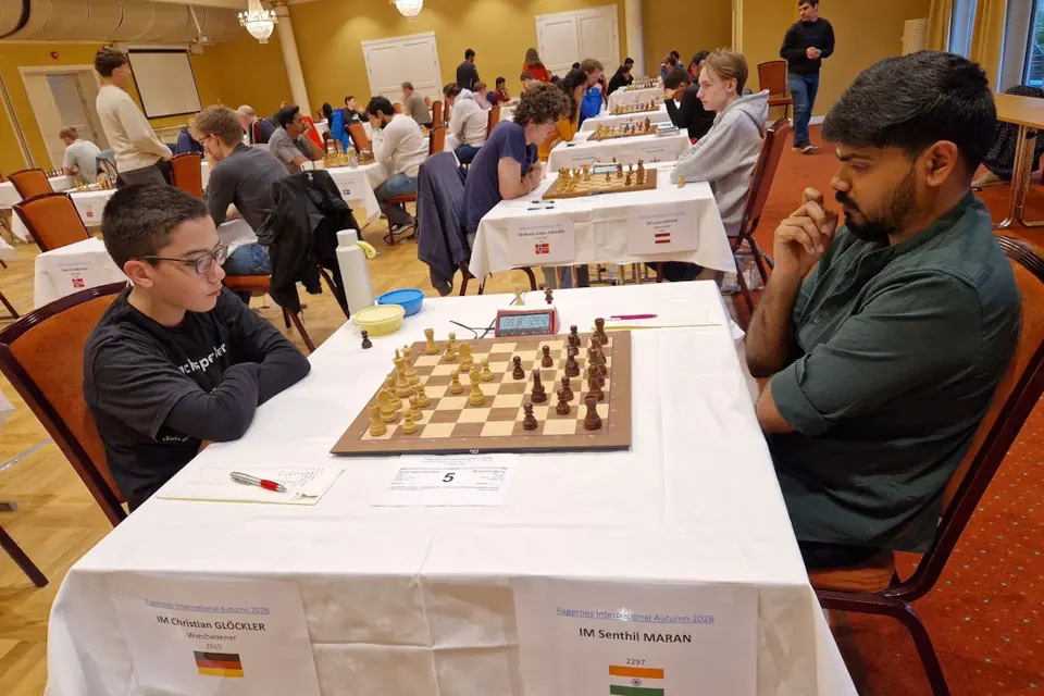 ChessBase的Fagernes战报主图；左侧为Christian Gloeckler。